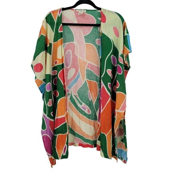 Christain Siriano Linen Beach Swimsuit Cover-up Pants Set L Multicolor Abstract - Picture 12 of 16